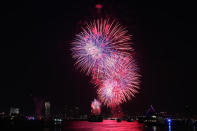 <p>Fireworks explode over the East River during the Macy’s Fourth of July fireworks celebration on Tuesday, July 4, 2017 in New York City. (Gordon Donovan/Yahoo News) </p>