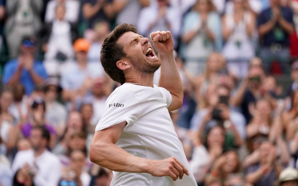 Britain's Cameron Norrie celebrates defeating Tommy Paul of the US in a men's fourth round singles match - AP Photo/Alberto Pezzali