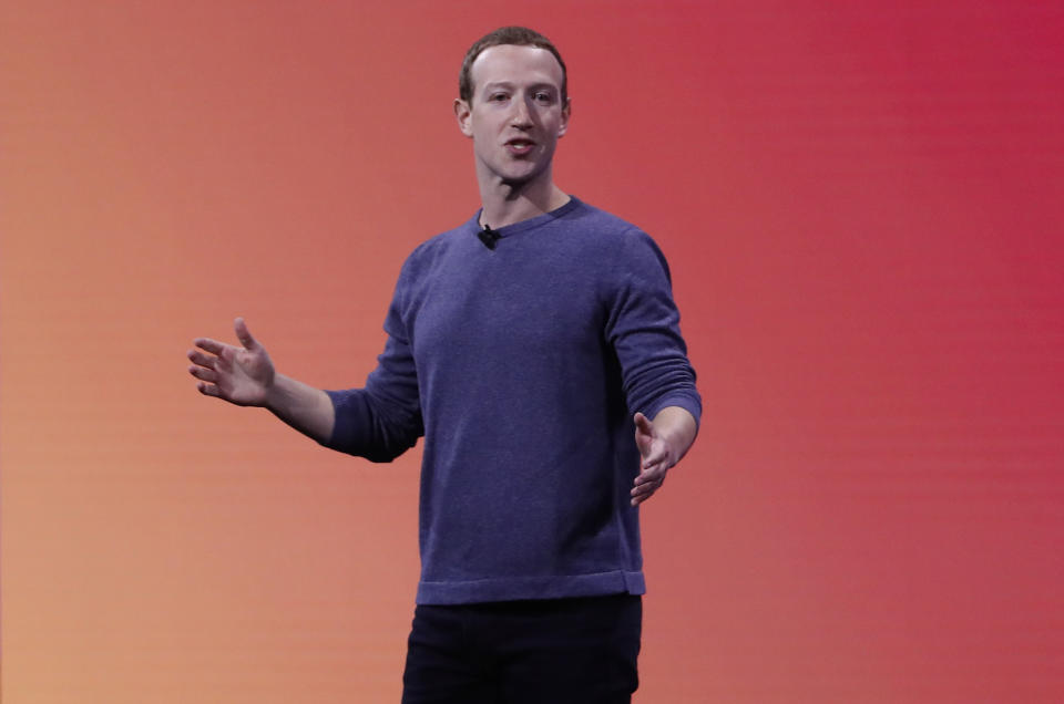 Facebook CEO Mark Zuckerberg makes his keynote speech during Facebook Inc's annual F8 developers conference in San Jose, California, U.S., April 30, 2019. REUTERS/Stephen Lam