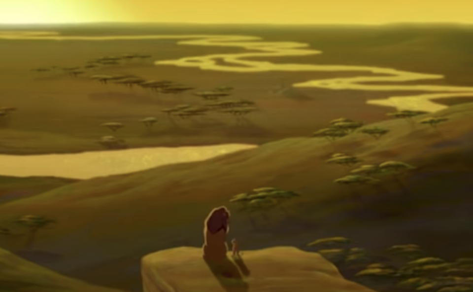 aerial view of Mufasa and Simba