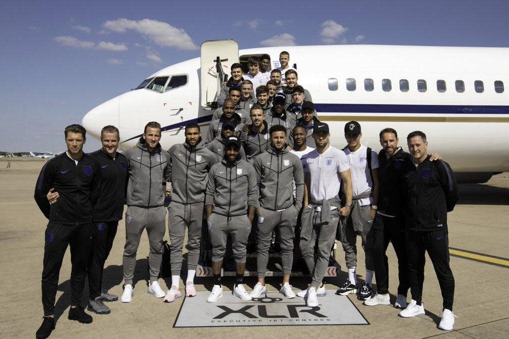 The England squad has touched down at Birmingham Airport: @England/Twitter