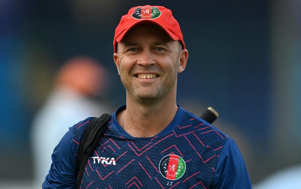 Afghanistan coach Jonathan Trott during a nets session at Arun Jaitley Stadium