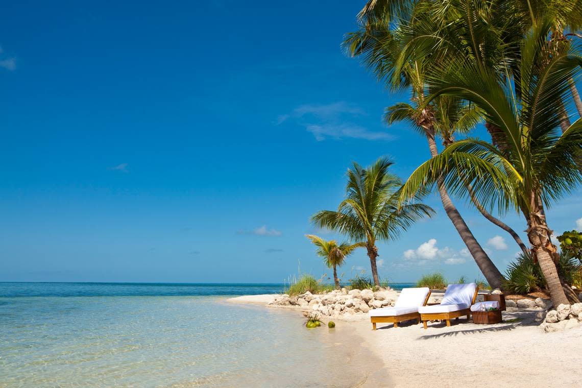 On the beach at Little Palm Island.