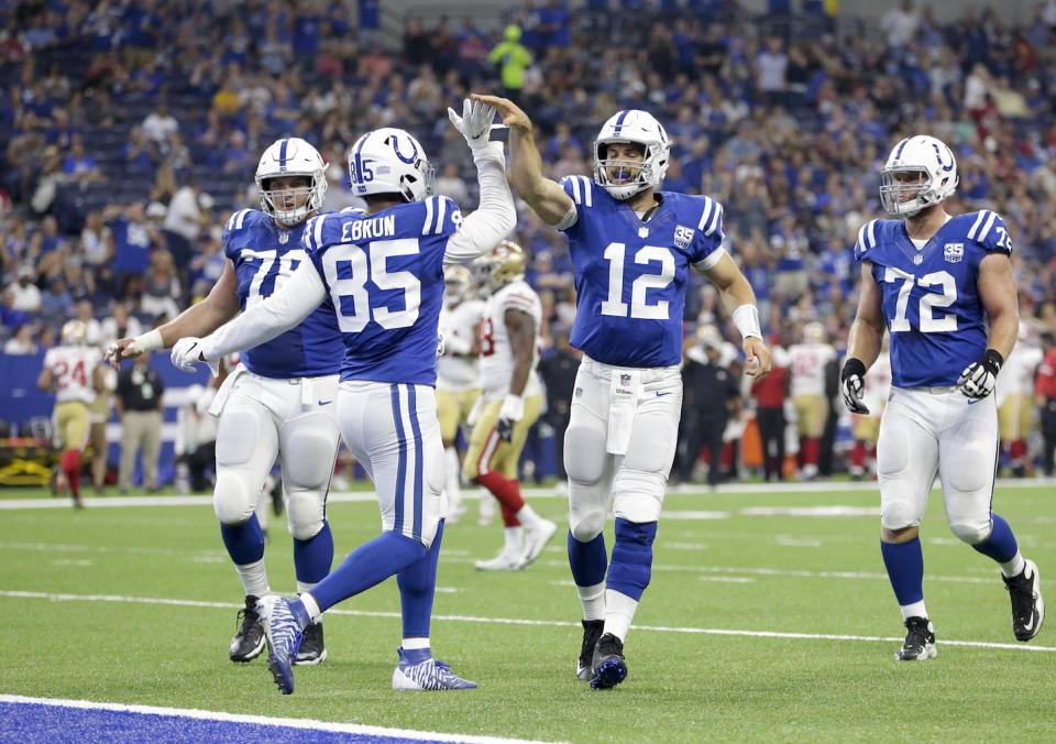 After laying an ostrich-sized egg in his last Preseason game, Andrew Luck rebuilt his reputation in the follow up. (AP Photo/AJ Mast)