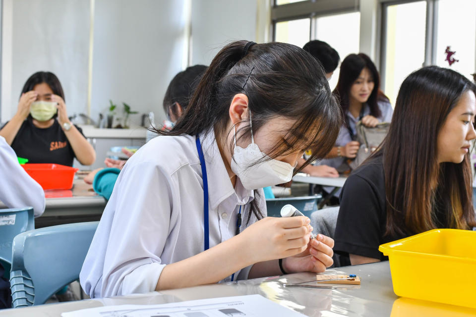 松農園藝科學生教導惠拓高校學生花藝手工藝品