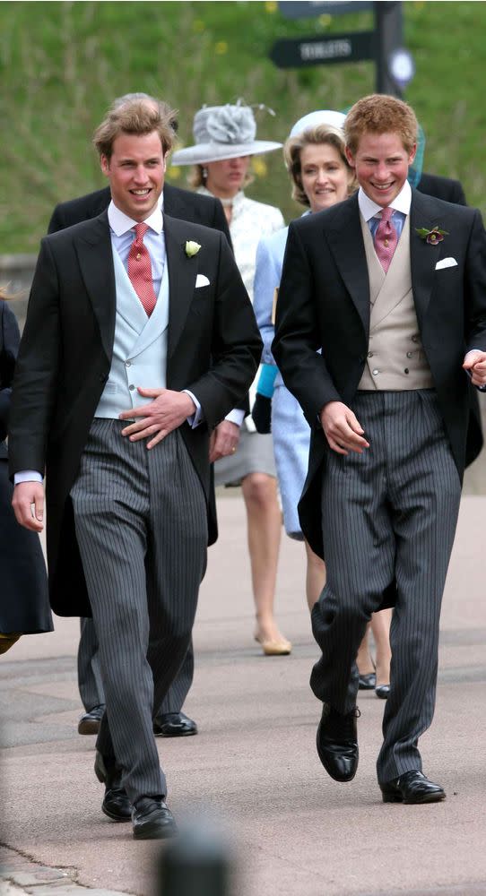 Prince William, Prince Harry and other members of the Royal Family attend the royal wedding of HRH Prince Charles and Mrs. Camilla Parker Bowles.