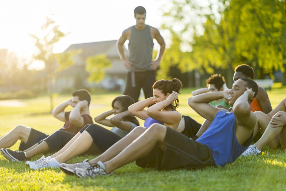 A trainer leading a fitness class