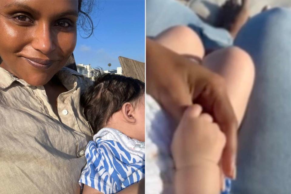 <p>Mindy Kaling/Instagram</p> Minday Kaling and baby daughter Anne