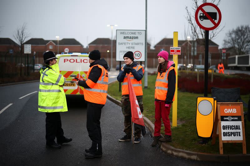 UK Amazon workers stage a strike in Coventry