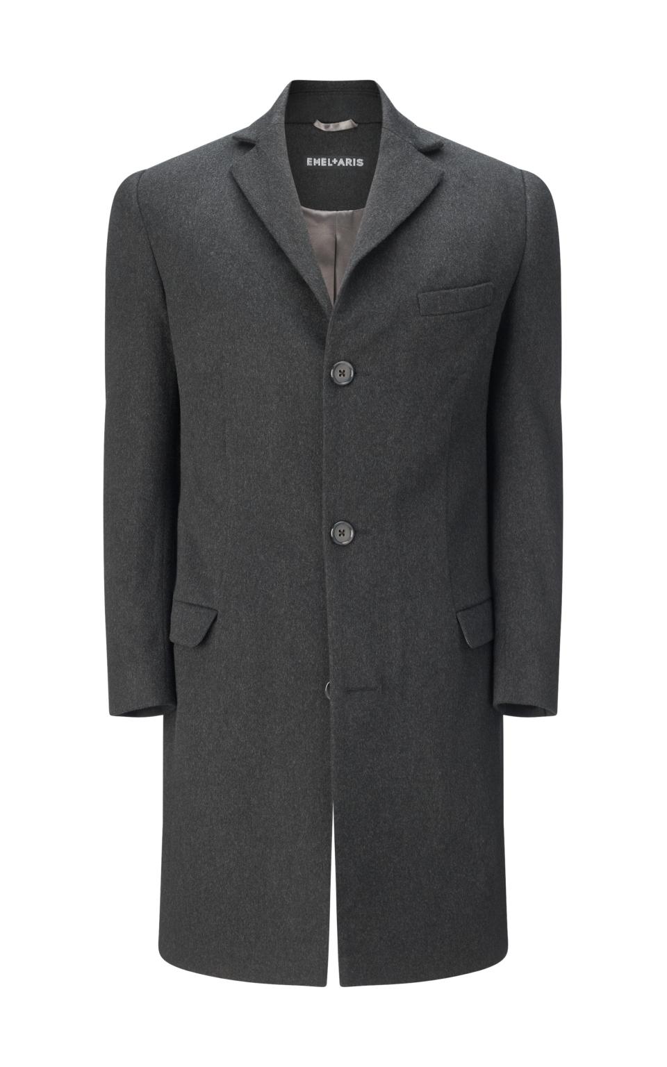 Cashmere blend overcoat, with heated technology, £1,395, Emel + Aris