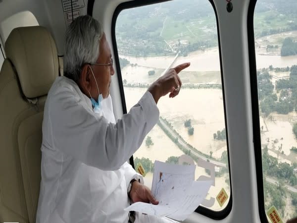 CM Nitish Kumar conducts ariel survey of flood-affected areas in Bihar