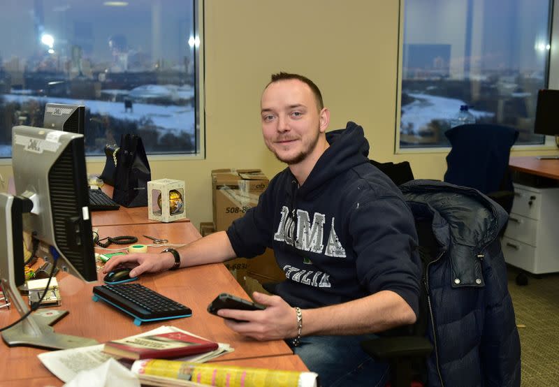 Russian journalist Ivan Safronov is pictured at the office in Moscow