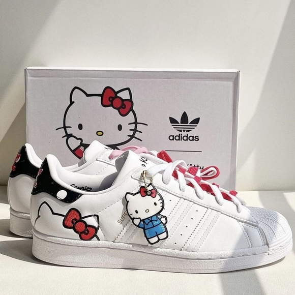 hello kitty adidas superstar 2022, hello kitty collaboration, shoe collaboration, 