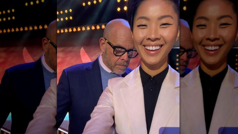 Alton Brown and Kristen Kish 