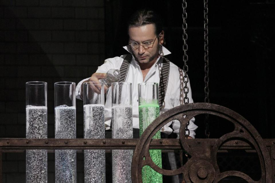 This theater publicity image released by The Hartman Group shows Constantine Maroulis during a performance of "Jekyll & Hyde" playing at the Marquis Theatre in New York. (AP Photo/The Hartman Group, Chris Bennion)