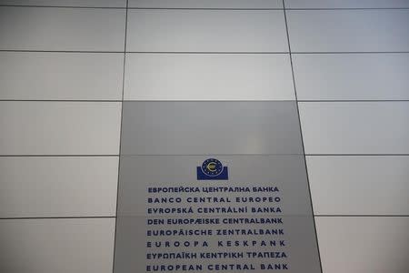 The logo of the European Central Bank (ECB) is pictured in the lobby of its headquarters in Frankfurt, Germany, January 19, 2016. REUTERS/Kai Pfaffenbach