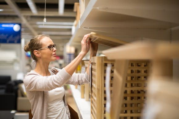 A woman shopping for home furnishings.