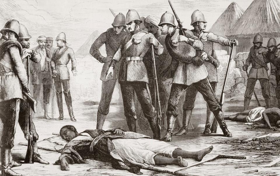 A French illustration from 1868 depicting the suicide of Emperor Tewodros II - UNIVERSAL HISTORY ARCHIVE
