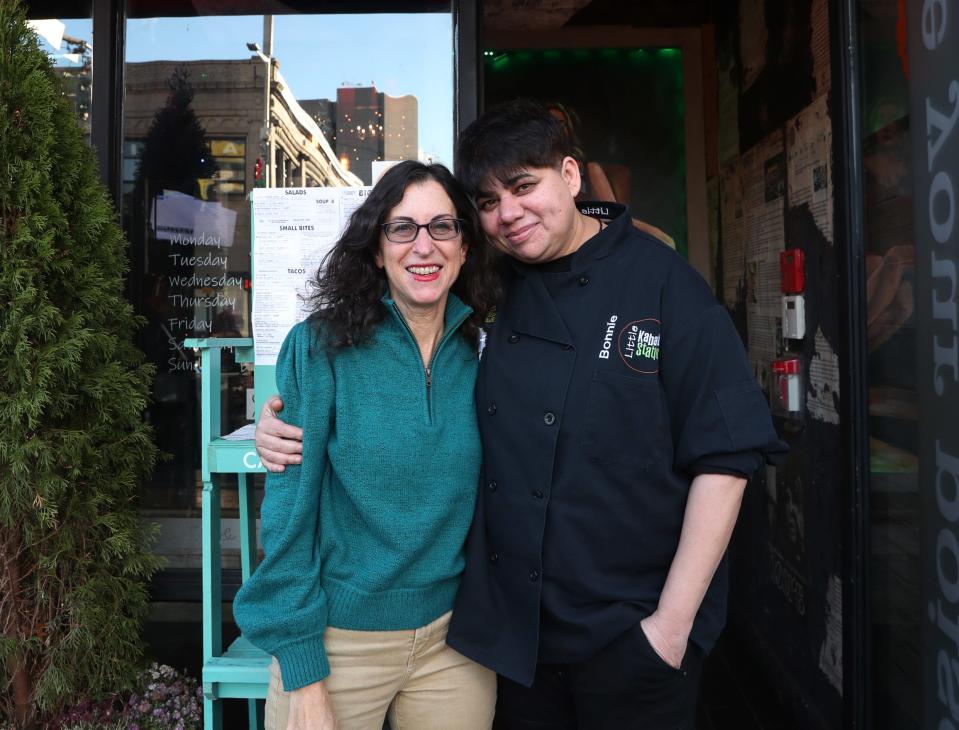 Lohud Food & Dining Reporter Jeanne Muchnick with Bonnie Saran, the chef/owner behind Little Drunken Chef in White Plains. Photographed Nov. 2021.