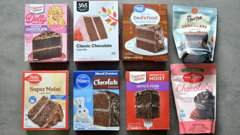 Assorted cake mix boxes