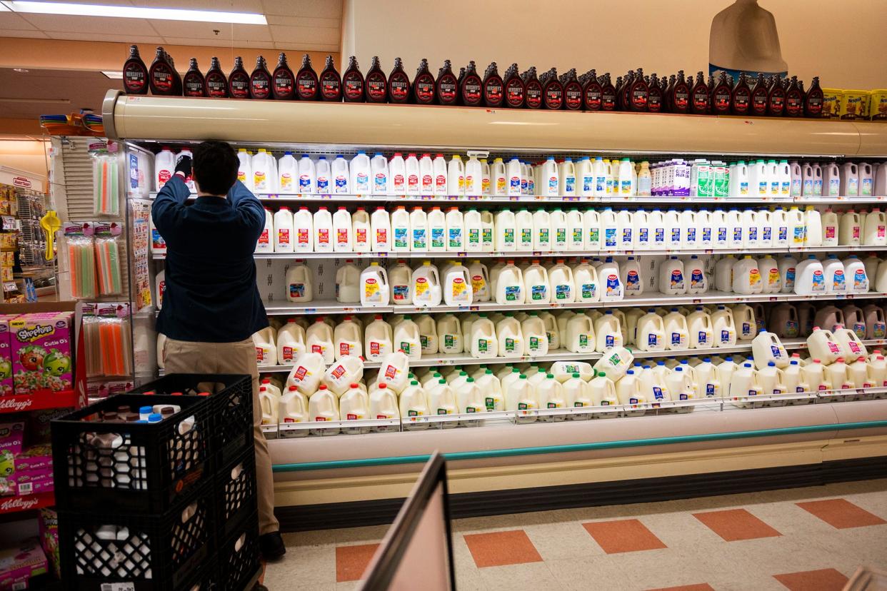 Milk was fully stocked late in the morning at Market Basket on Friday, March 13, 2020.