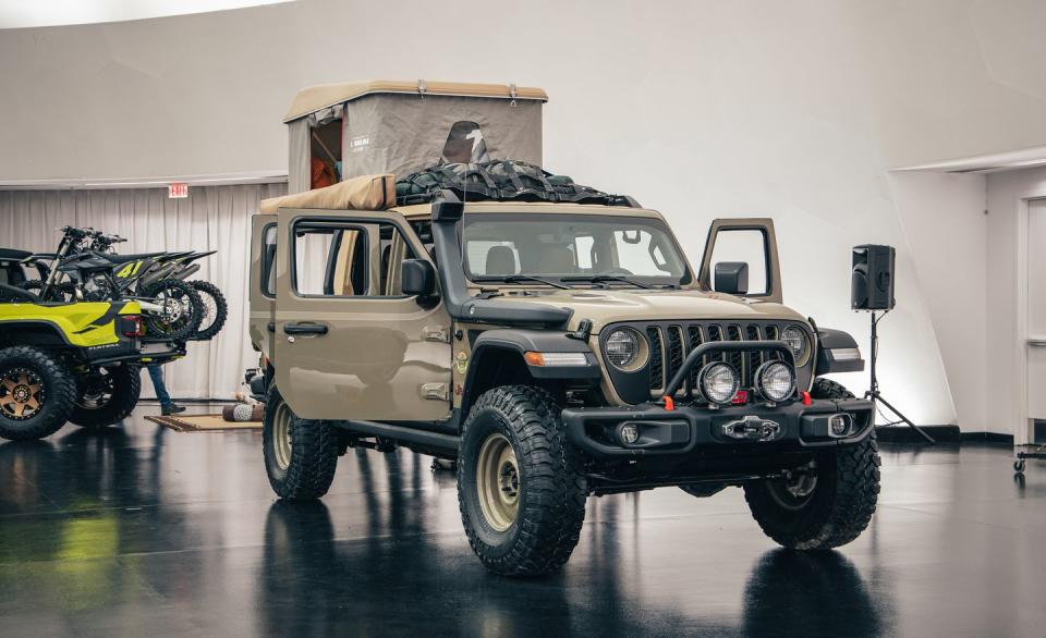 <p>"Overlanding" is defined as an adventurous way of traveling to remote locations, and this modified Jeep Gladiator, appropriately called the Wayout concept, seems to be an ideal vehicle for it. </p>