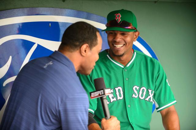 Red Sox use green bases with white shamrocks on St. Patrick's Day