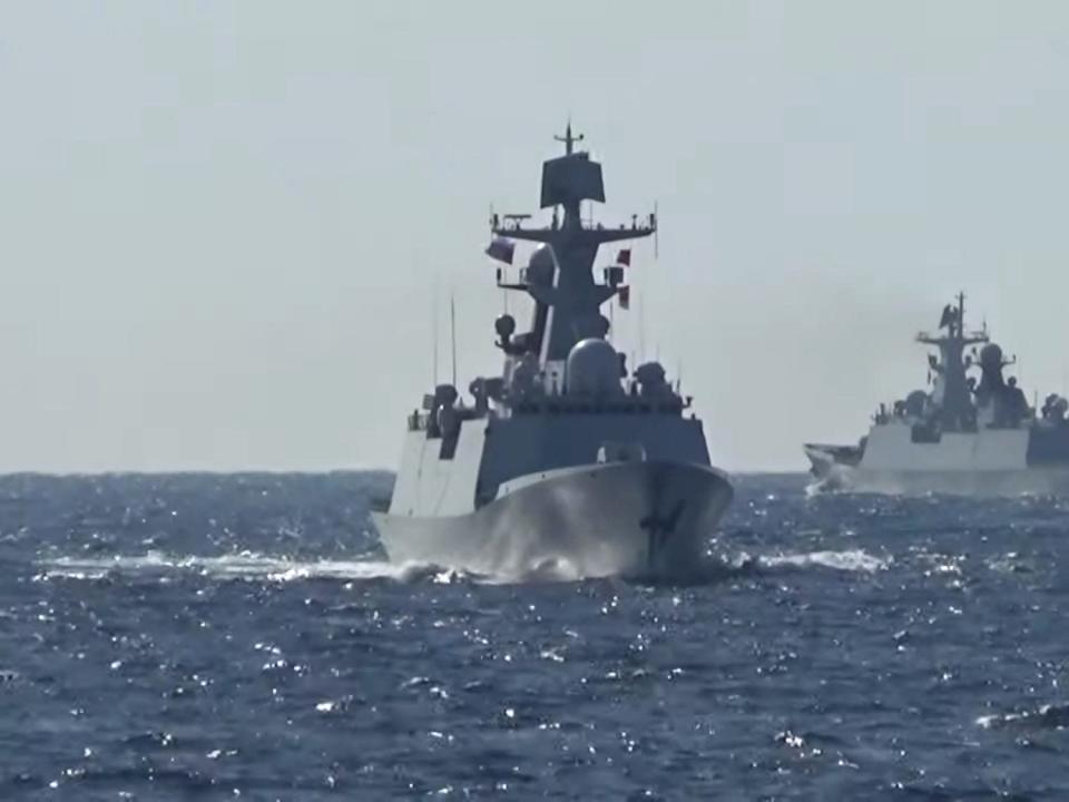 Russia China navy ships patrol in Pacific Ocean