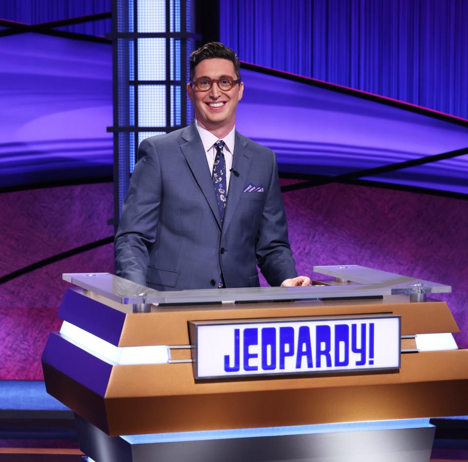 Buzzy Cohen on the set of "Jeopardy!"