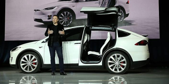 Elon Musk in front of a Tesla