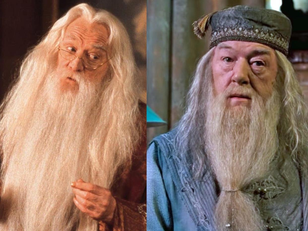 Richard Harris and Michael Gambon as Dumbledore in "Harry Potter"