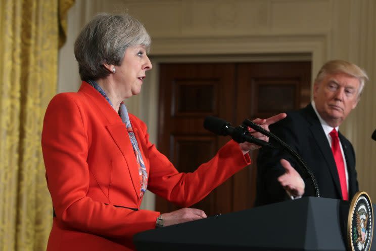 President Trump and British Prime Minister Theresa May. (Photo: Alex Wong/Getty Images)