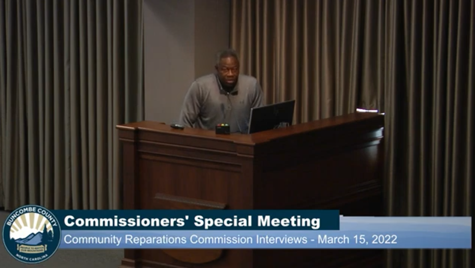 Dwayne Richardson was interviewed March 15 by the Buncombe County Board of Commissioners for a seat on the Community Reparations Commission.