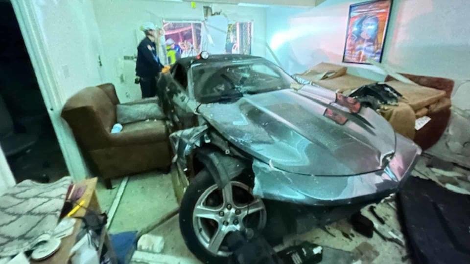 Camaro Invites Itself Into Florida Living Room