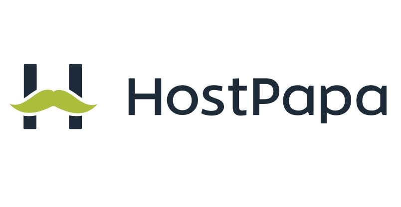  HostPapa logo on white background. 