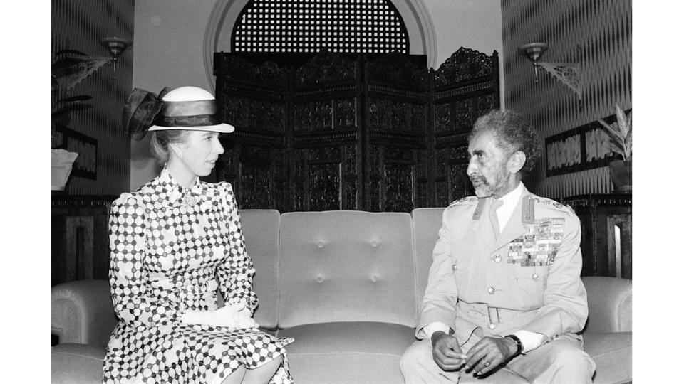 Princess Anne wore bold polka dots during her  Royal Tour of Ethiopia, 1973