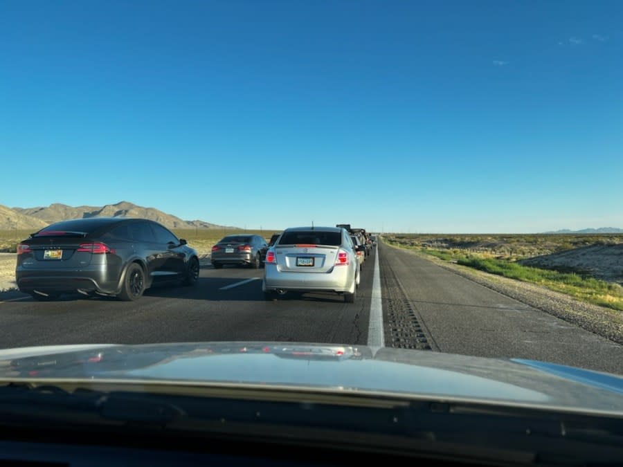 Police investigate a wrong-way, rollover crash on U.S. 95 near Lee Canyon Road on May 31, 2024. (KLAS)