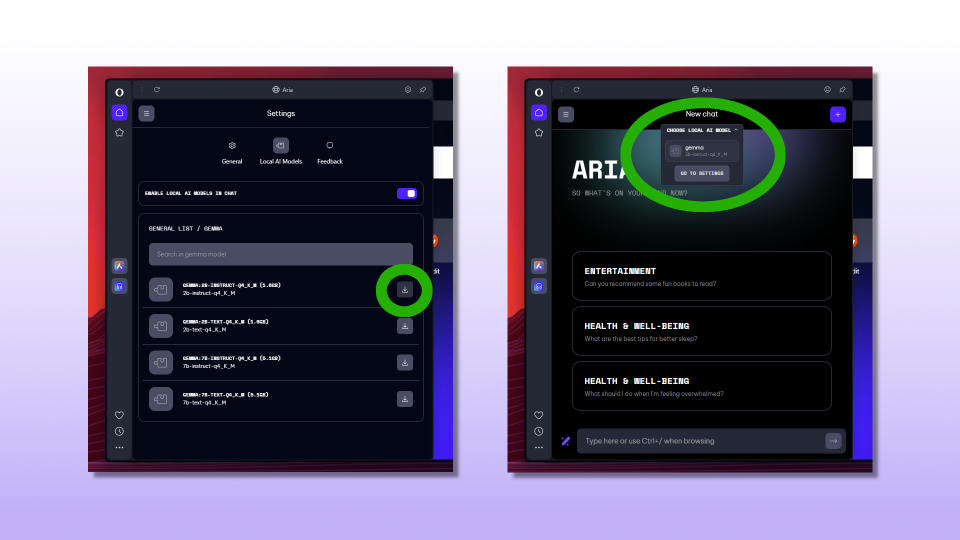 How to install local LLMs in Opera One