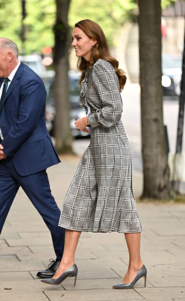 Kate Middleton's Gucci Tweed Mini Dress in Monochrome with Red Trim