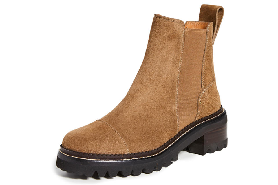 brown boots, suede, see by chloe