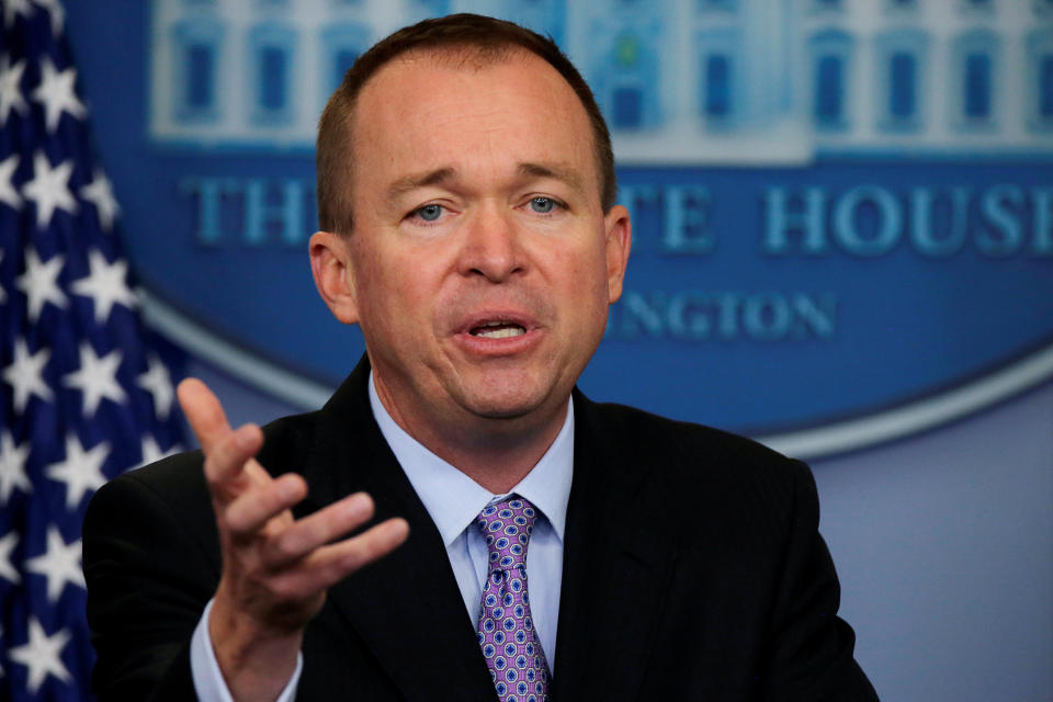 Mick Mulvaney, director of the White House's Office of Management and Budget, tried to defend an arithmetic error identified by center-left economist Lawrence Summers.&nbsp; (Photo: Jim Bourg / Reuters)