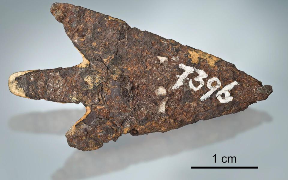 An arrowhead made of meteoritic iron from Mörigen, Switzerland.