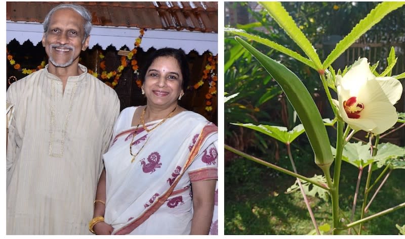 Beena and Sivalal will be presenting vegetable seedlings to their grandchildren for this year's Vishu celebration. — Picture courtesy of Sivalal Sadasivan