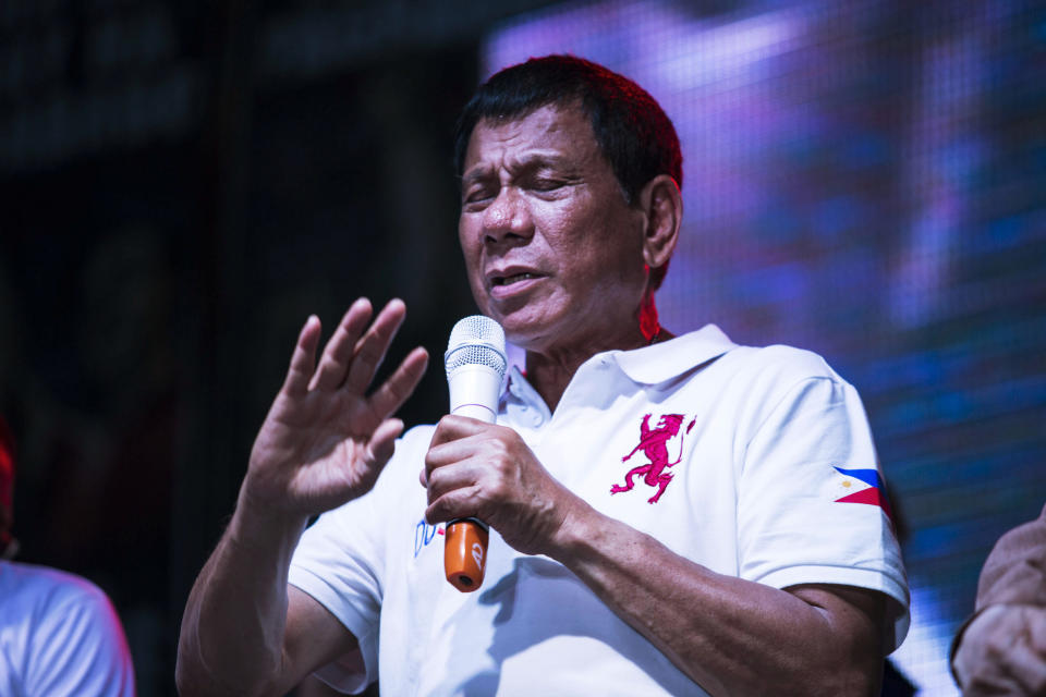 Rodrigo Duterte speaks during a campaign rally in Manila, the Philippines. (Photo: Getty Images)