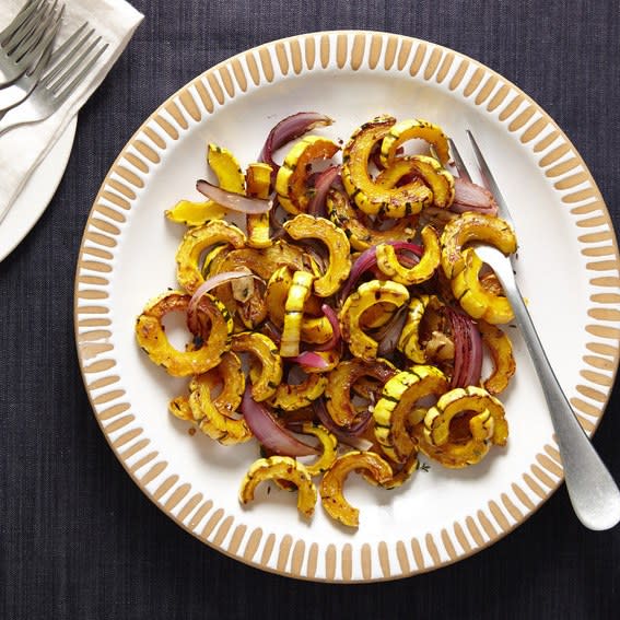 Maple-Roasted Delicata Squash with Red Onion