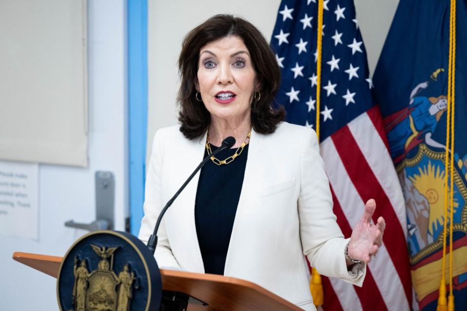 Gov. Kathy Hochul’s name recognition in the state is at least increasing. Michael Brochstein/SOPA Images/Shutterstock