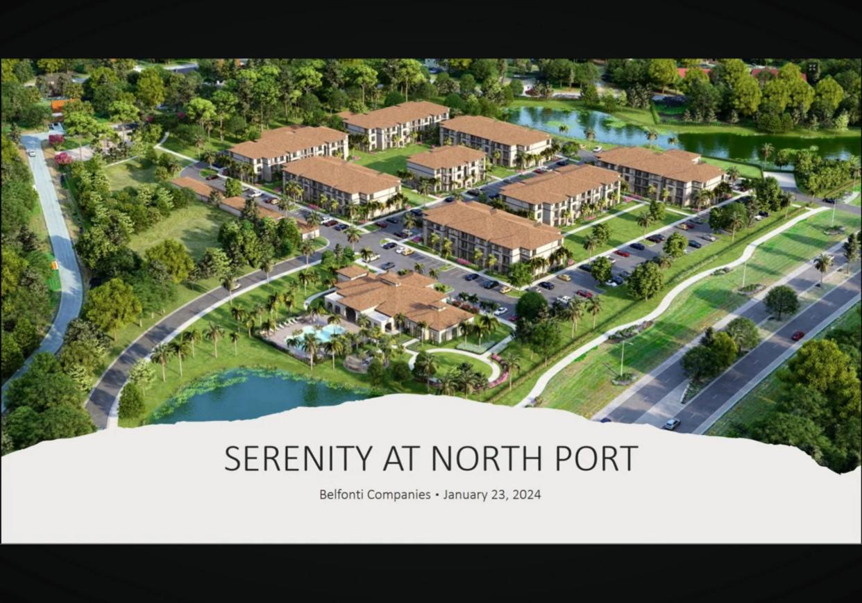 This rendering shows the configuration of Serenity at North Port, a proposed 180 home development by Belfonti Companies, a Hamden, Connecticut-based company that would be embarking on its second venture outside of New England.
