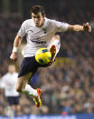 FILE - In this Monday, Oct. 23, 2011 file photo Tottenham Hotspur's Gareth Bale controls the ball during their English Premier League soccer match against Aston Villa at the White Hart Lane stadium in London. (AP Photo/Bogdan Maran, File)