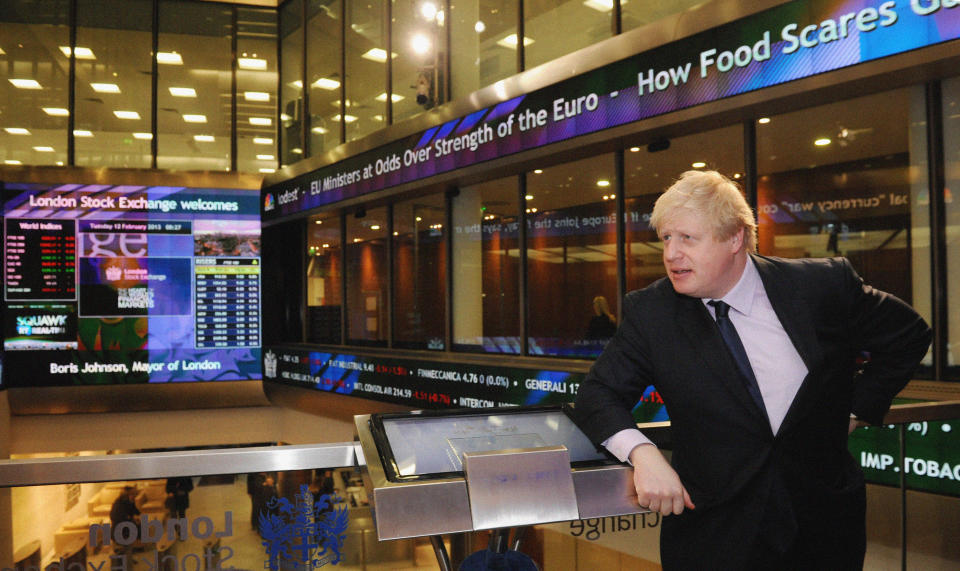 London Mayor Boris Johnson opens trading at the London Stock Exchange in London today. ASSOCIATION Photo. Picture date: Tuesday February 12 2013. Photo credit should read: Stefan Rousseau/PA Wire