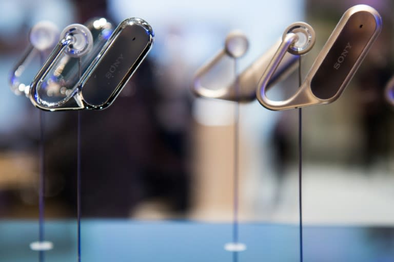 Sony Xperia ear devices are displayed at the Mobile World Congress on the third day of the MWC in Barcelona, on March 1, 2017